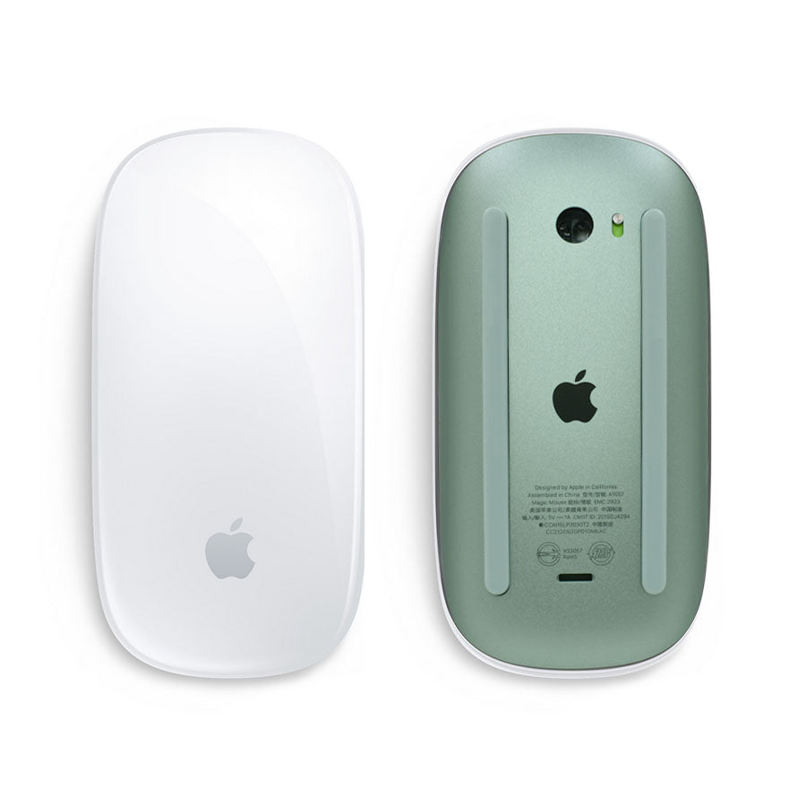 Apple Magic Mouse V2 A1657 - White/Silver with Green Base (Renewed)