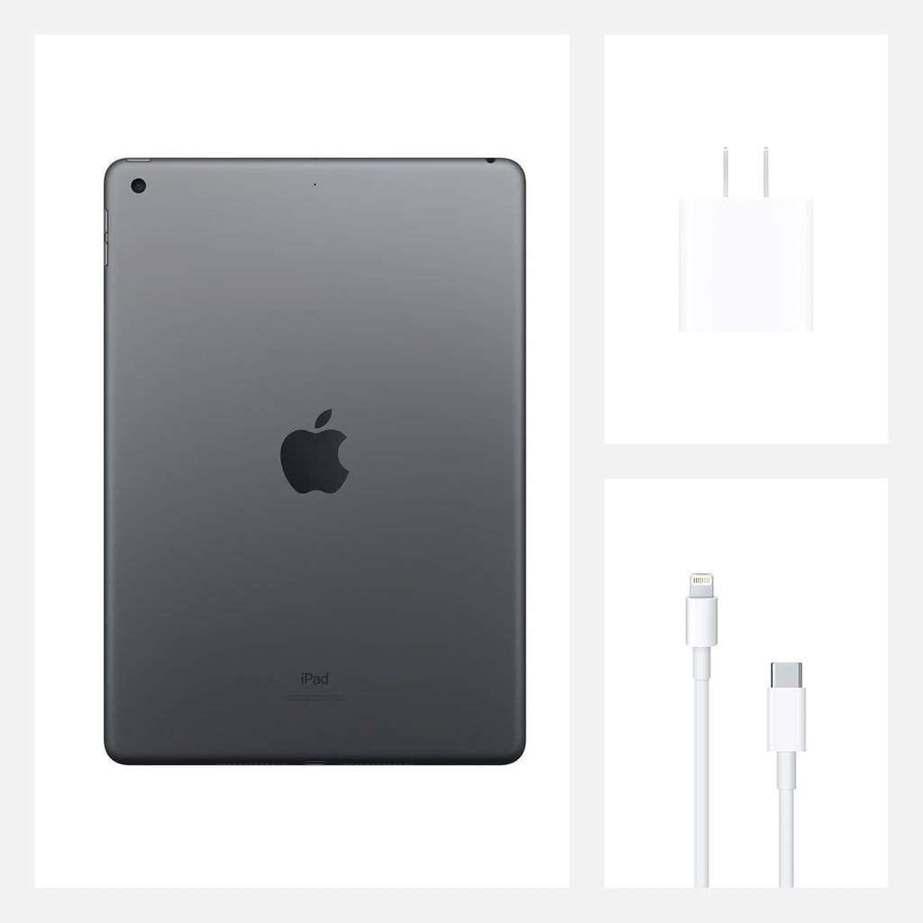 2019 Apple iPad 7th Gen 32GB Wi-Fi, 10.2" Space Gray (Renewed) Bundle with (New) Bluetooth Earbuds