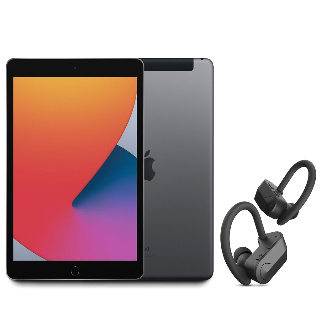 2020 Apple iPad 8 10.2" Display 32GB Storage Space Gray (Renewed) Bundle with (New) Bluetooth Earbuds